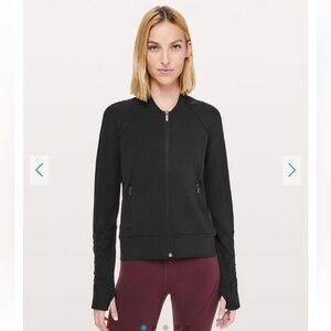 Rare! Lululemon Lab Essential Flex Jacket Coat Zip Up Black  8 Slim Nulu Ruching